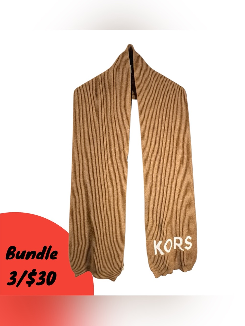 Michael Kors Camel Ribbed Knit Turtleneck Winter Scarf Designer Accessories